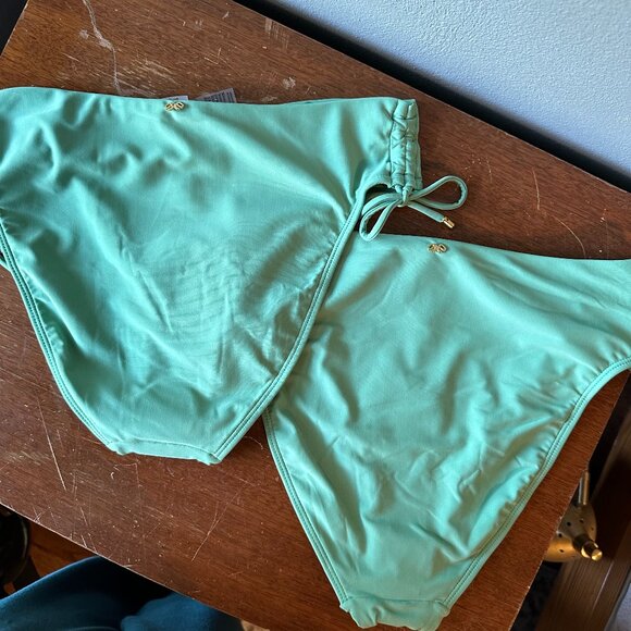 PQ SWIM {NWT} Luna Ruched High Waist Swim Bottom | M | Agave light green w ties - Picture 3 of 8